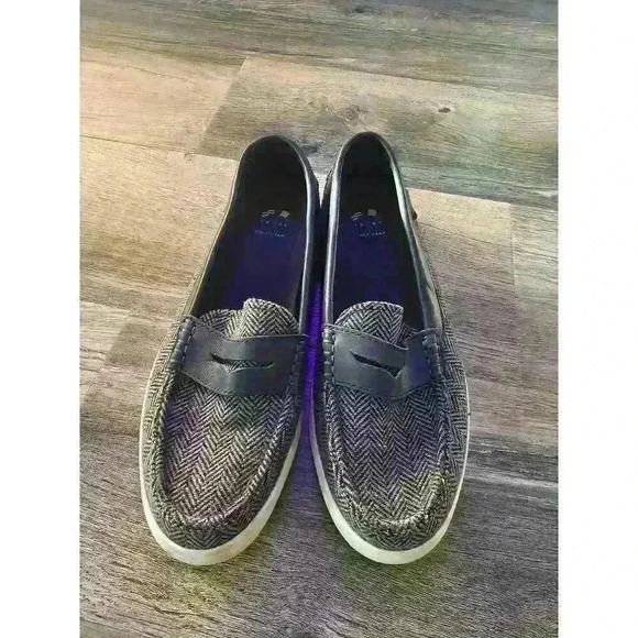 COLE HAAN Women Nantucket Navy Wool Slip On Sneaker Penny Loafers  Size 8b - Picture 3 of 6